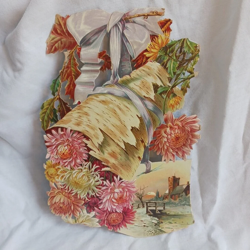 Victorian Greeting Card 1905 Chrysanthemums Bouquet